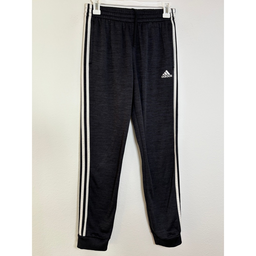 Adidas Boys XL 18/20 Joggers Dark Gray Heather 3 Stripe Athletic Pants Regular